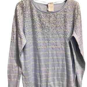 Elle Light Blue Knit Sweater with Silver Sequins